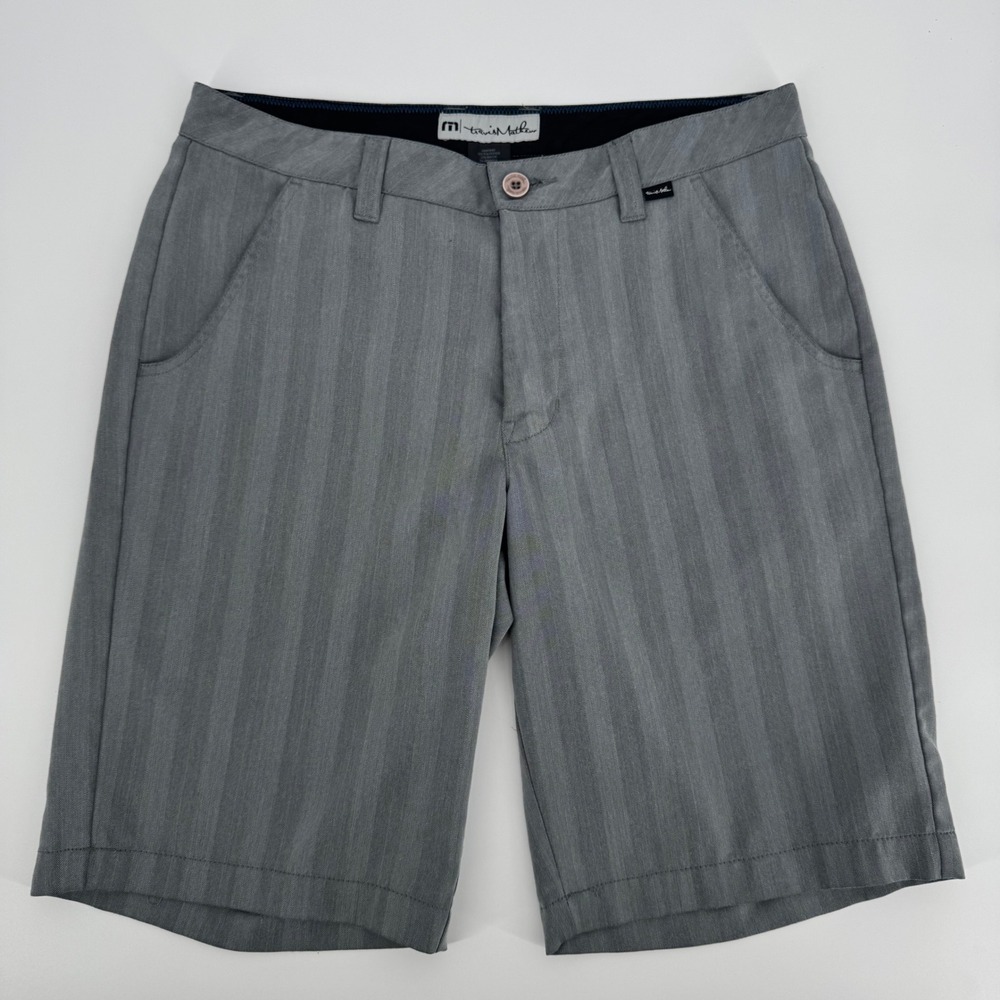 Travis Mathew Mens Gray Golf Shorts Herringbone Casual‎ Flat Front Size 32